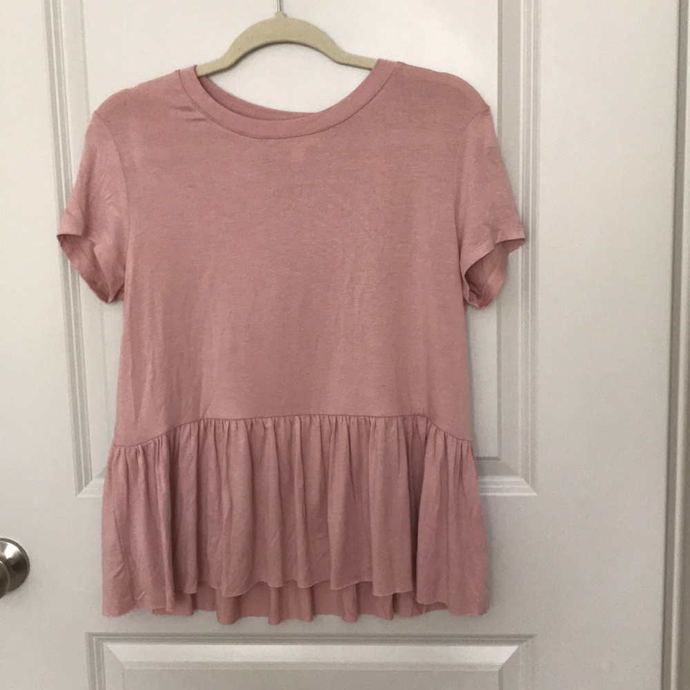 NEW Lauren Conrad Pink Peplum Jersey Top